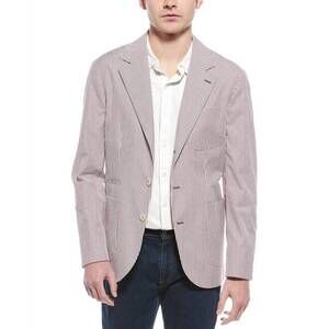 NEW BRUNELLO CUCINELLI bicolor cotton coat in burgundy/white